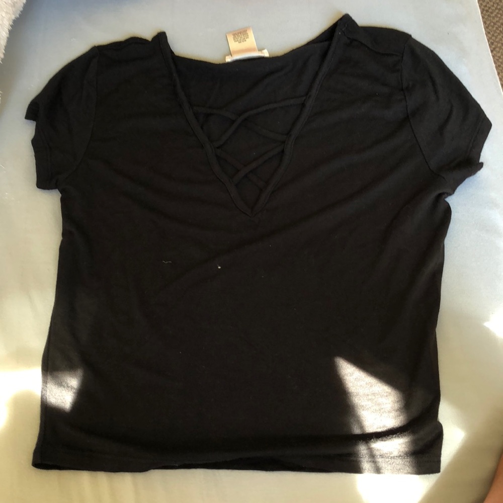Black cross crop top